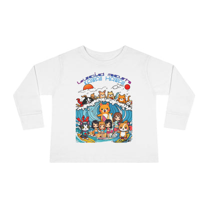 Toddler Long Sleeve Tee - Kawaii Hawaii Kid Mosh Design by LUCID MOSh