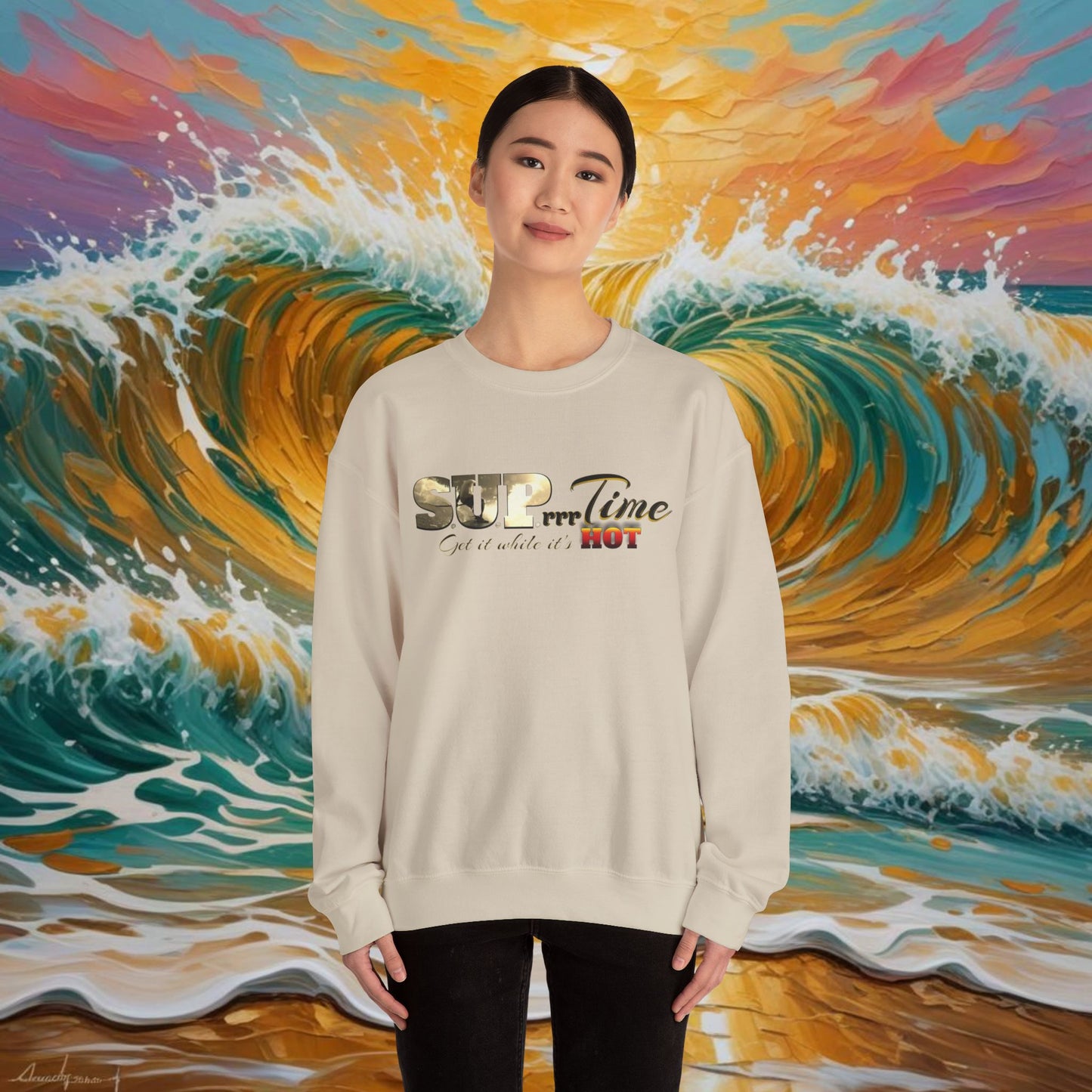 SUPrrrTime Crewneck Sweatshirt: Paddle Surf Clothing for All Seasons