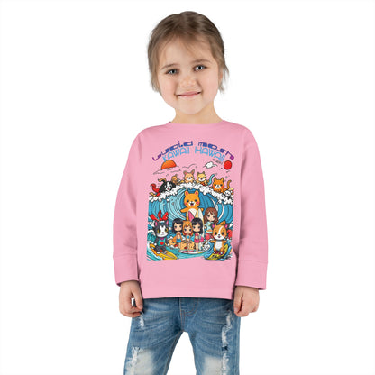 Toddler Long Sleeve Tee - Kawaii Hawaii Kid Mosh Design by LUCID MOSh