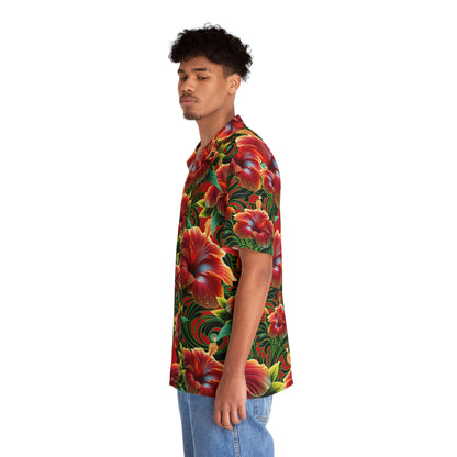 Sunset Fire Red Hibiscus Aloha Attire by LUCID MOSh