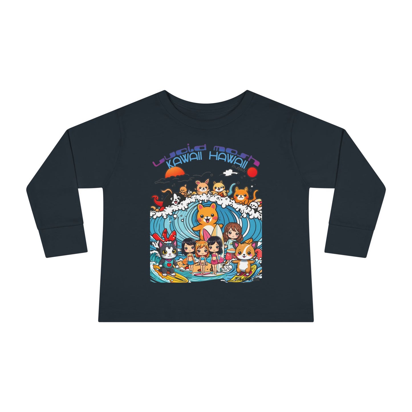 Toddler Long Sleeve Tee - Kawaii Hawaii Kid Mosh Design by LUCID MOSh