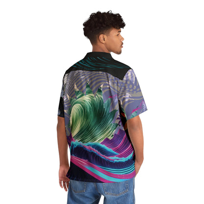 Sun at Dusk Wave Collage, Aloha Shirt by LUCID MOSh