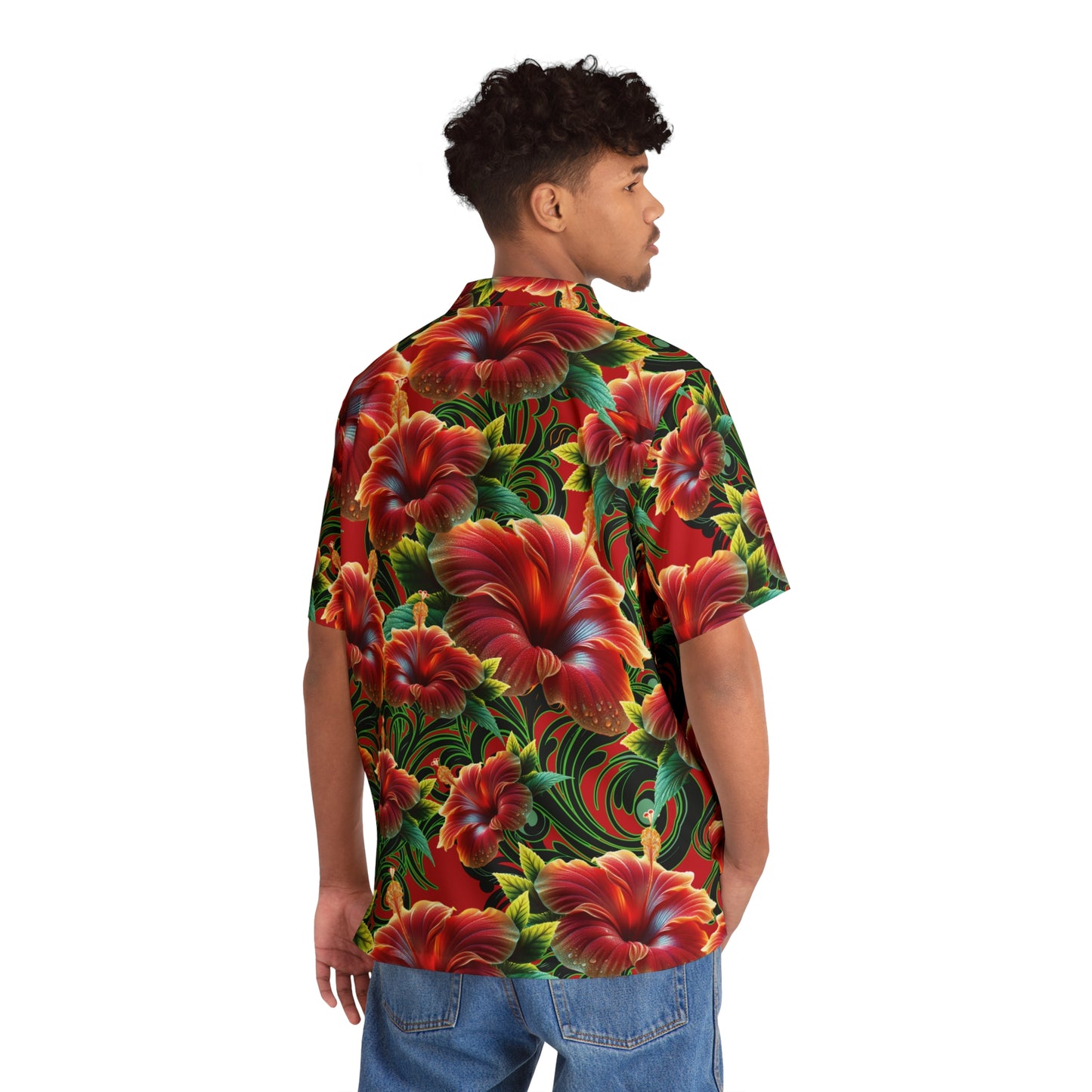 Sunset Fire Red Hibiscus Aloha Attire by LUCID MOSh