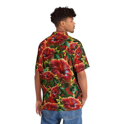 Sunset Fire Red Hibiscus Aloha Attire by LUCID MOSh