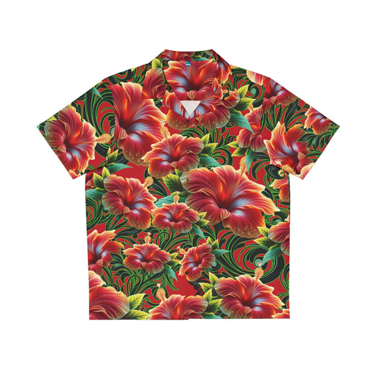 Sunset Fire Red Hibiscus Aloha Attire by LUCID MOSh