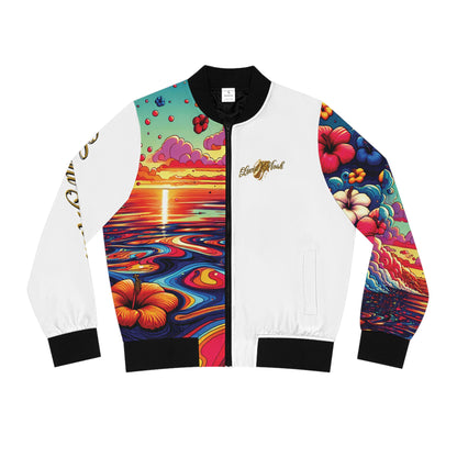 Women's Sunset Hibiscus Bomber Jacket