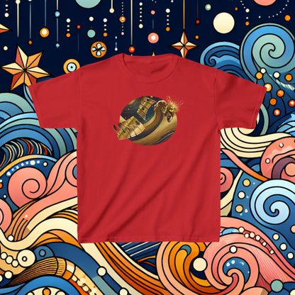 KID MOSh T-Shirt Outer Space Surfing and Galaxy Gold Waves by LUCID MOSh