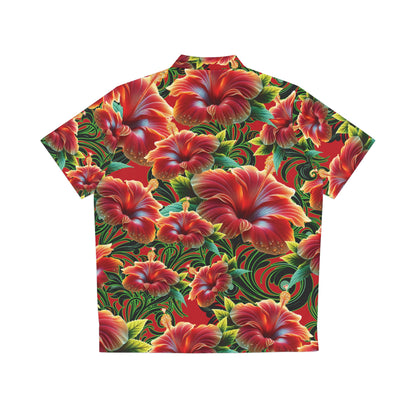 Sunset Fire Red Hibiscus Aloha Attire by LUCID MOSh