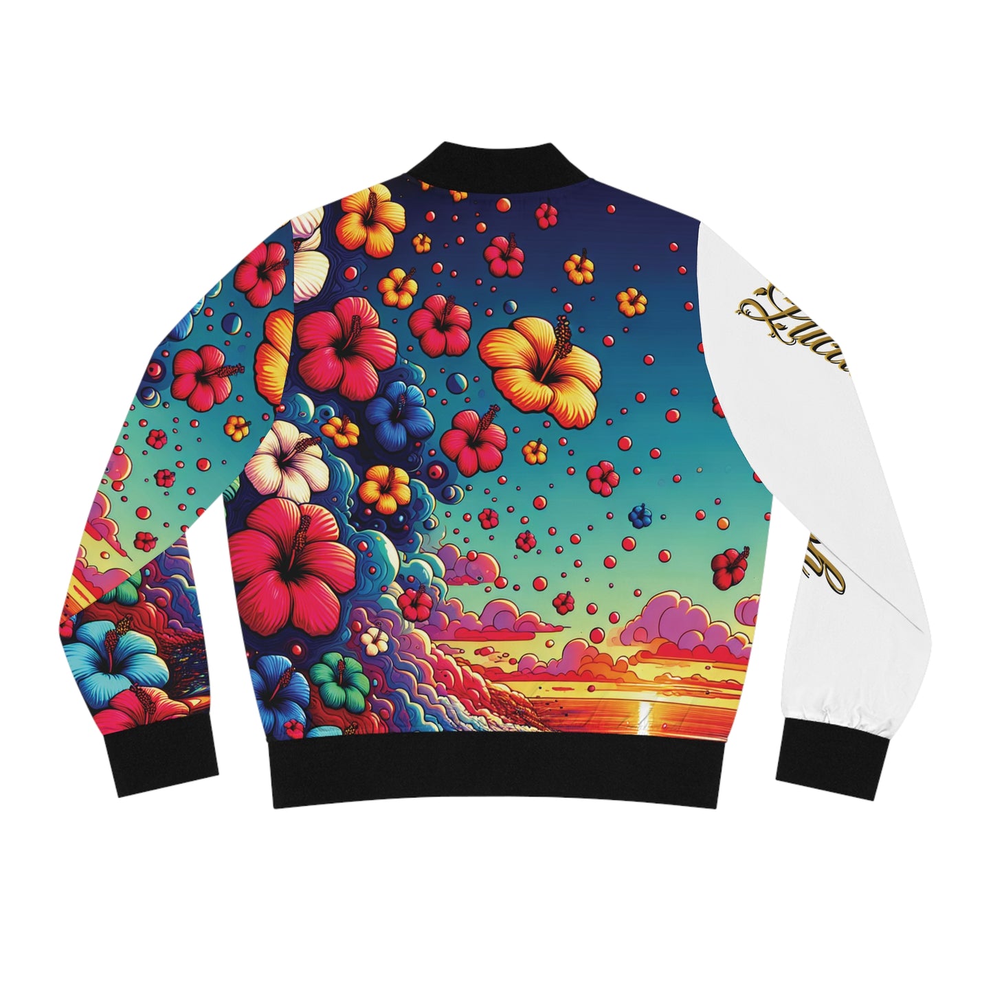 Women's Sunset Hibiscus Bomber Jacket