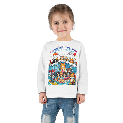 Toddler Long Sleeve Tee - Kawaii Hawaii Kid Mosh Design by LUCID MOSh