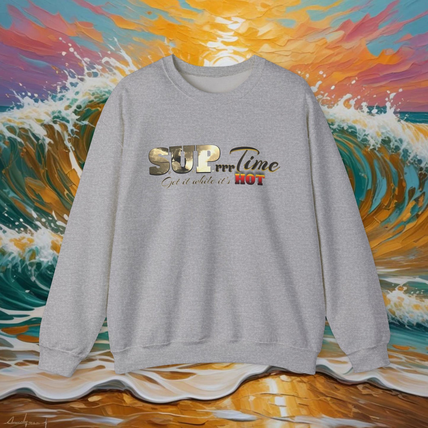 SUPrrrTime Crewneck Sweatshirt: Paddle Surf Clothing for All Seasons